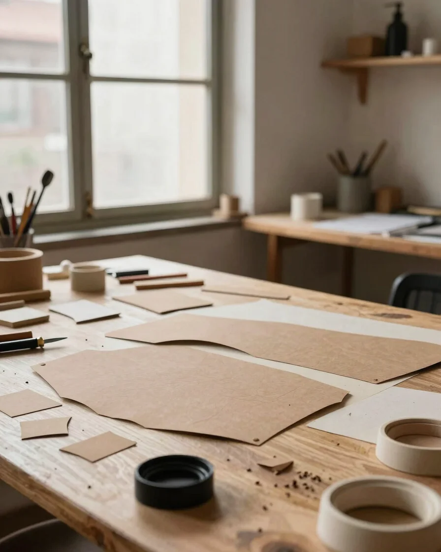 Fotografía editorial de proceso creativo en un espacio de trabajo